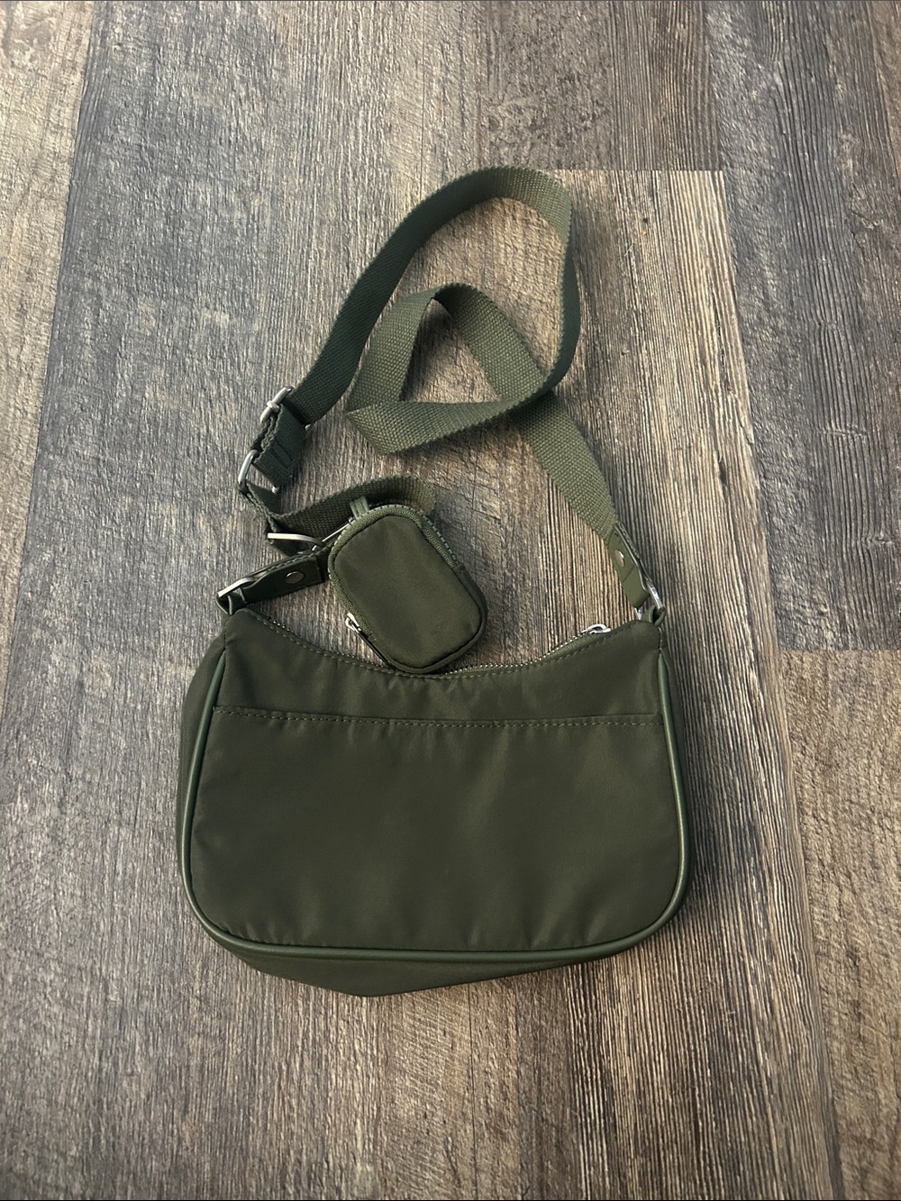 wild fable Olive Green Nylon Crossbody with Interior Zipper Pocket
